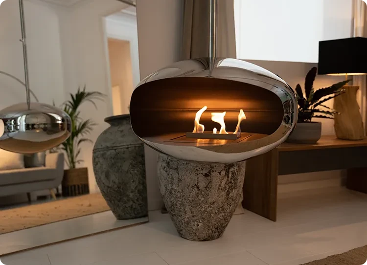 stainless steel hanging bioethanol cocoon fire