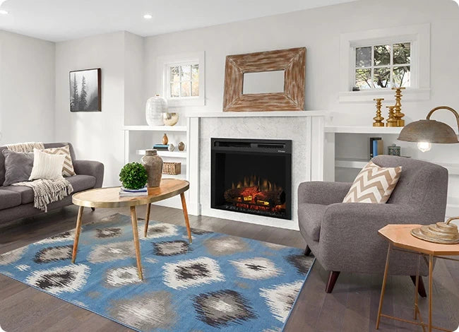 One sided electric fireplace insert