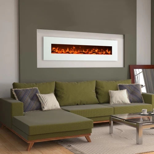 Partially recessed electric fireplace Avon in white