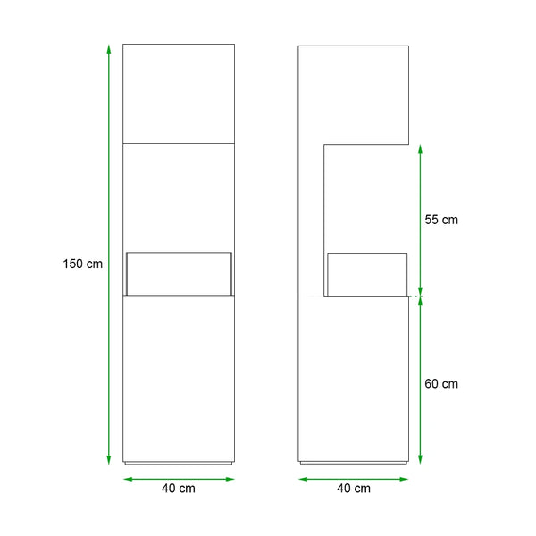 Open 3-Sided Bio Fireplace - White