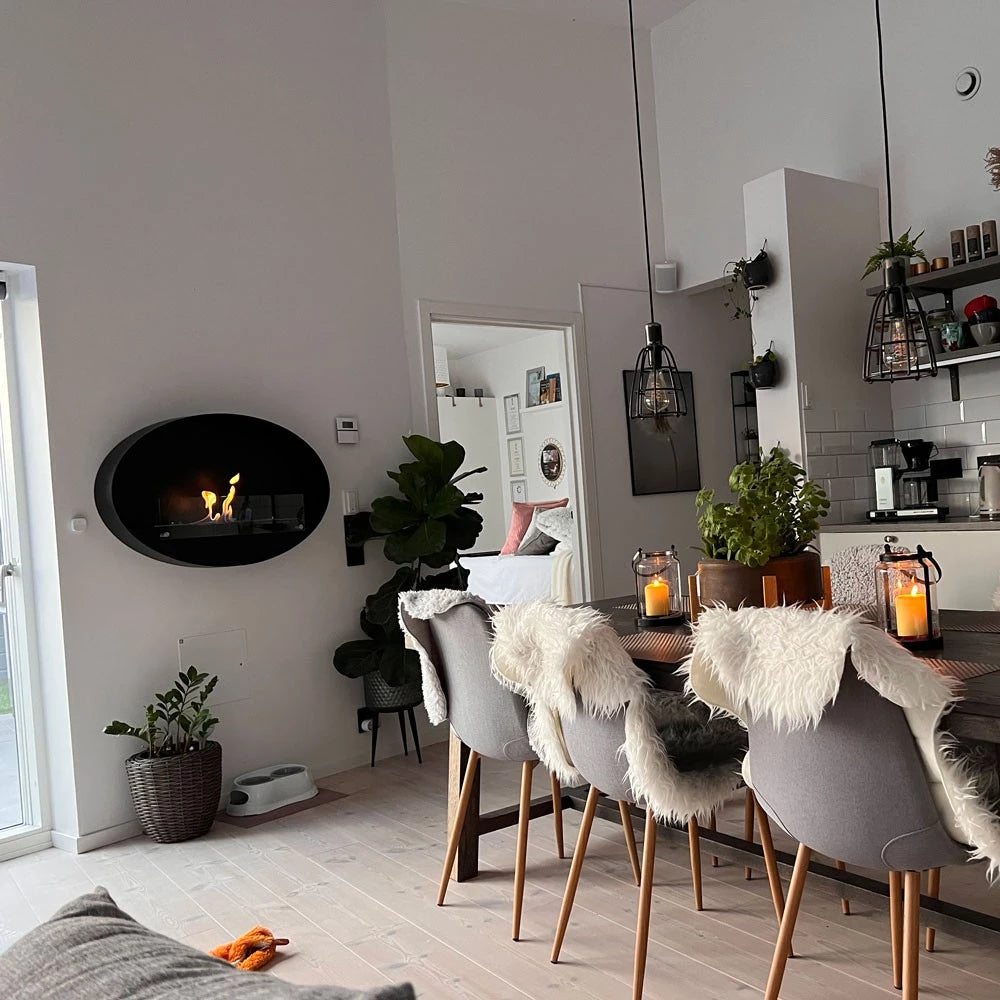 Oval bio ethanol fire