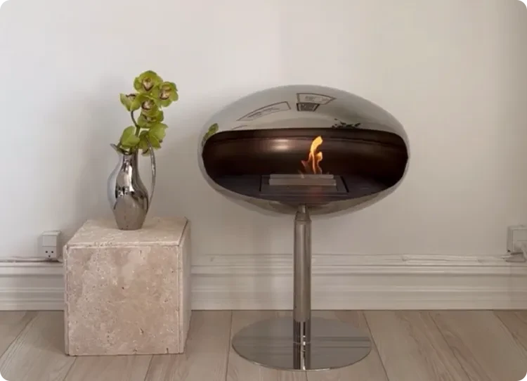 cocoon-pedestal-steel freestanding bioethanol fireplace