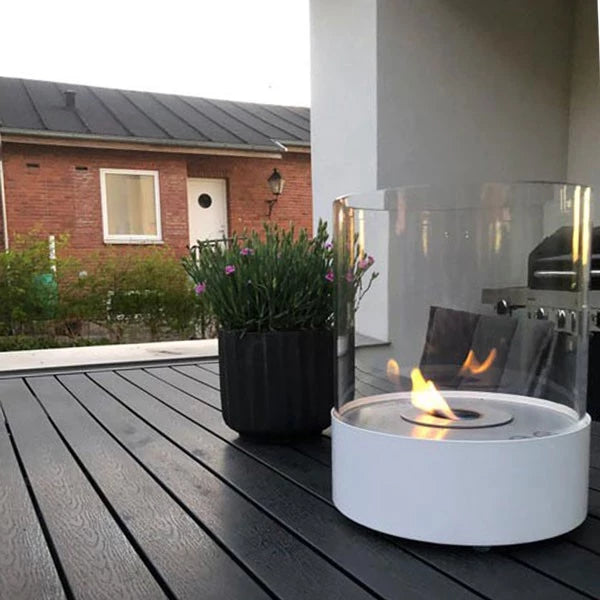 glass fireplace outdoor