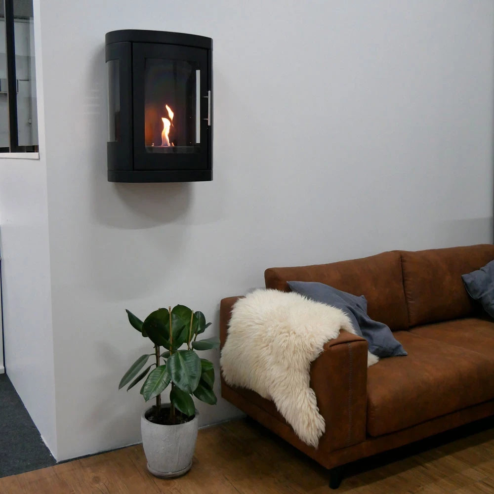 closed glass wall bioethanol fireplace