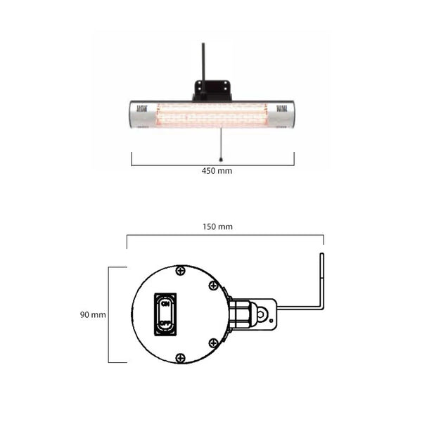 Patio Heater Wall Mounted 1500 W, GT, Black