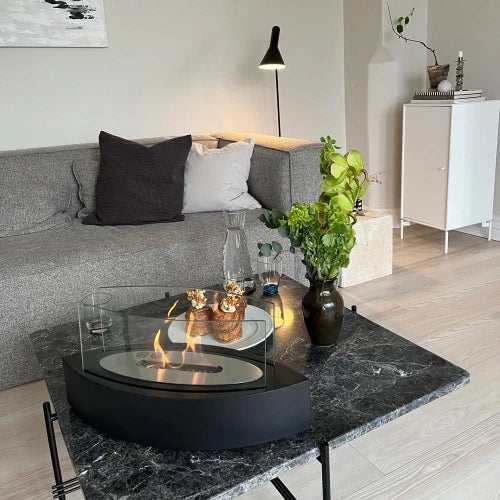 Oval tabletop bio ethanol fire