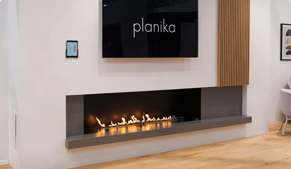 TV Wall with a Built-In Fireplace