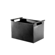Square log basket, leather