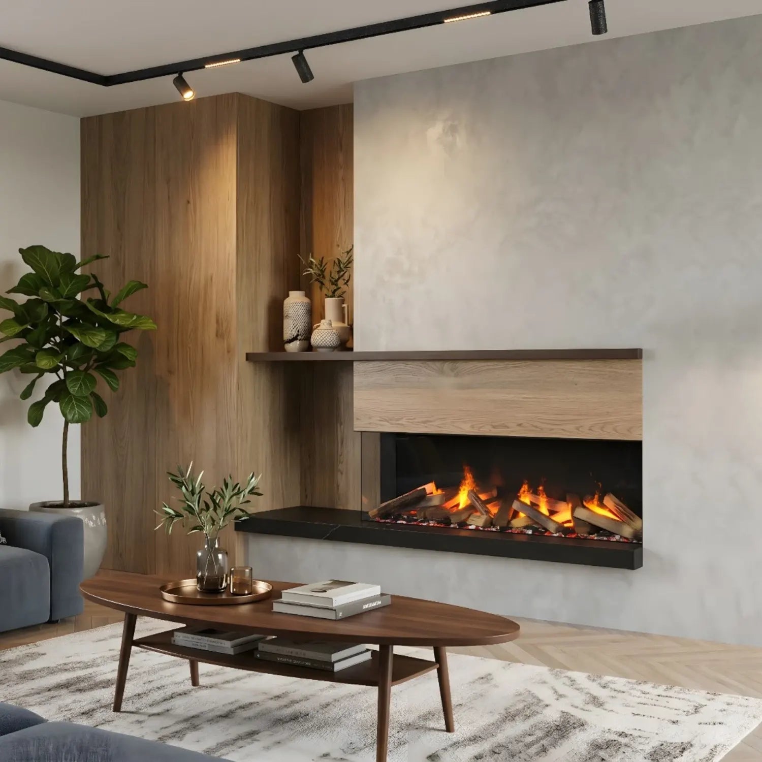 e-MatriX 1300-400 II-L - Corner Built-in Water Vapour Fireplace