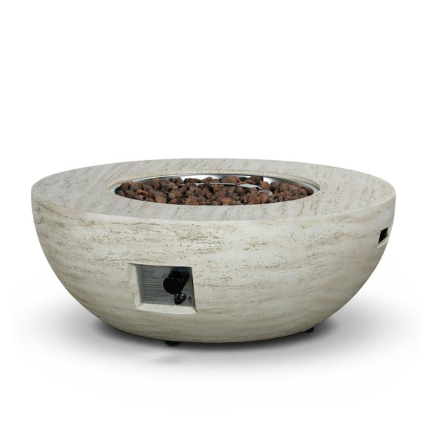 Estate Bowl 92 Travertine – Round Gas Firepit Table