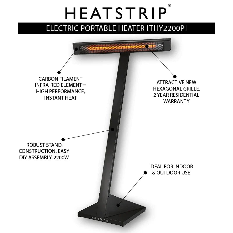 Heatstrip Intense Freestanding 2200W - Electric Patio Heater (UK Version)