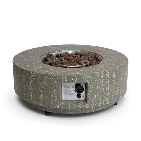 Estate Round 76 Dark Travertine – Round Gas Firepit Table