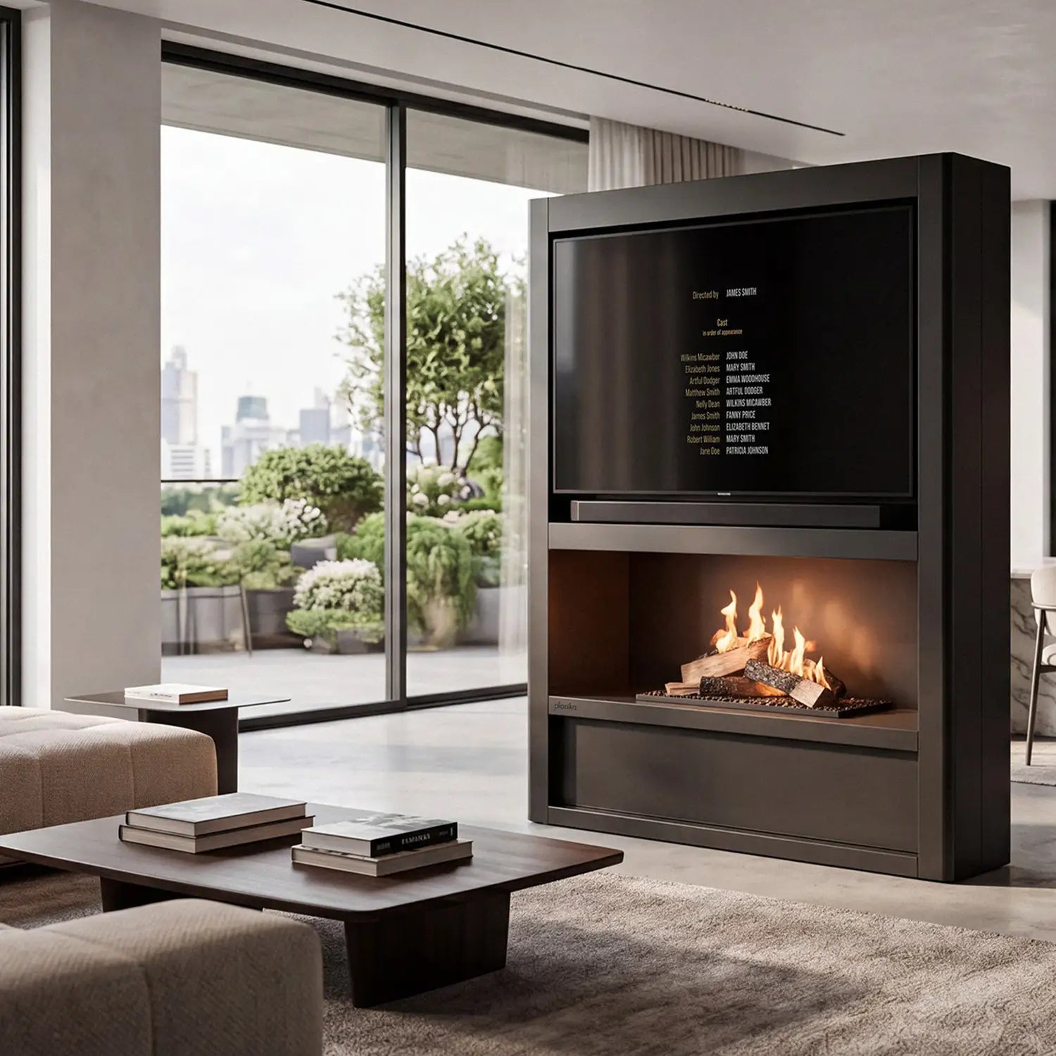 Cinema Flogs - TV Cabinet Bioethanol Fireplace