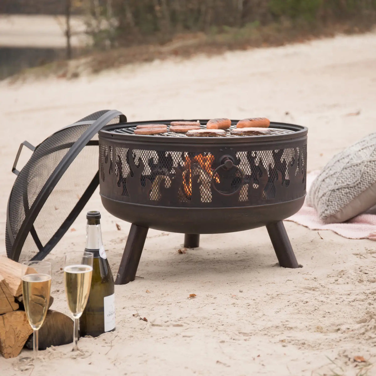 Firepit with Grill and Mesh