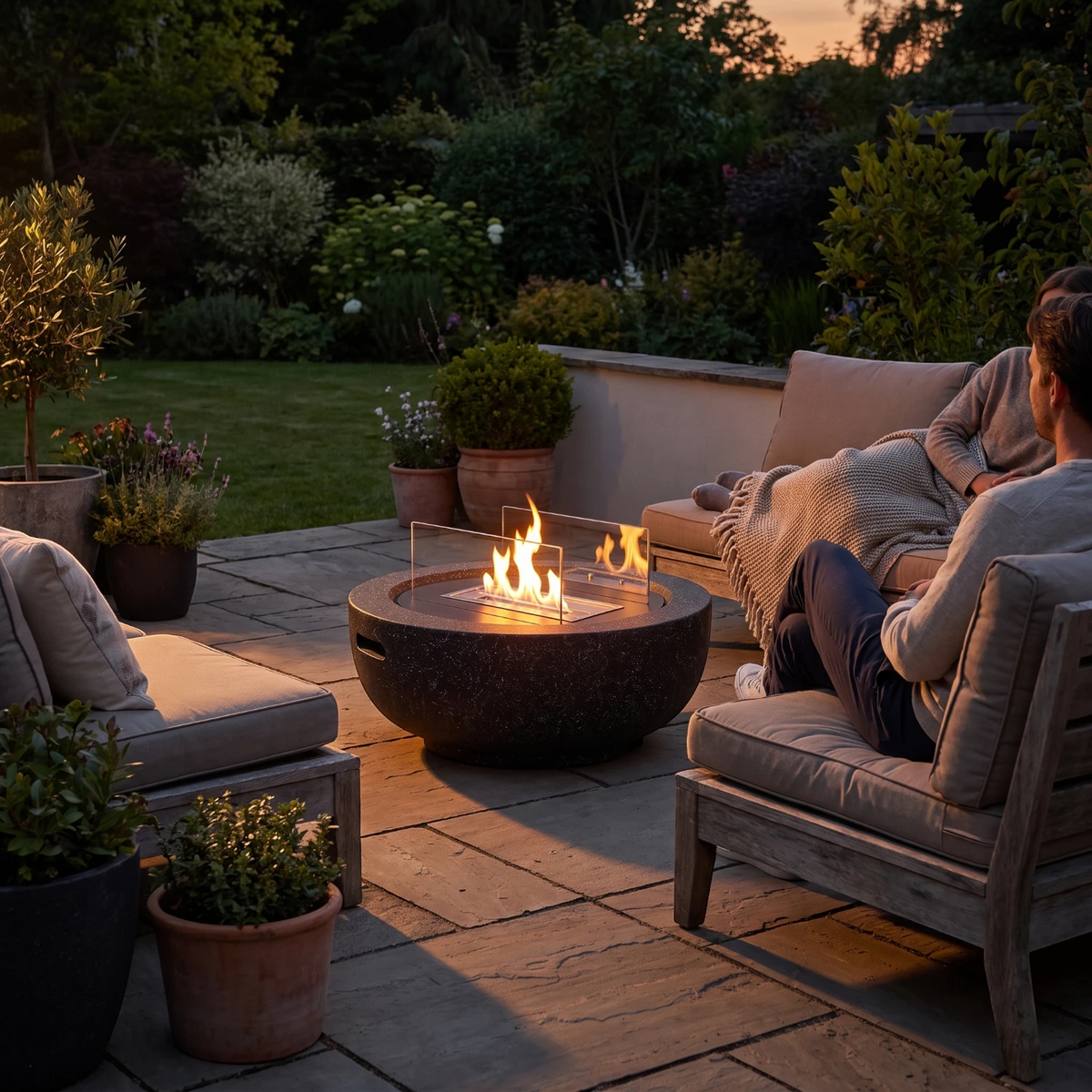 AROS - Granite Black - Outdoor Bioethanol Fireplace