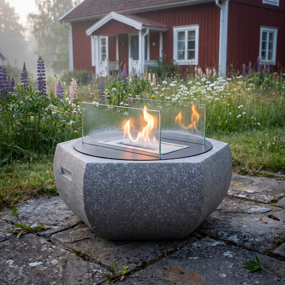 SOLIS - Granite Grey - Outdoor Bioethanol Fireplace