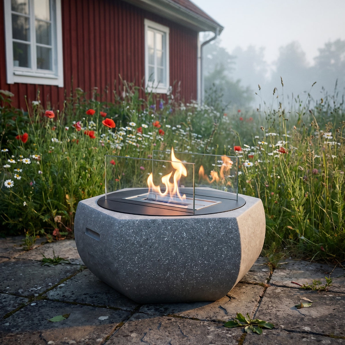 SOLIS - Granite Grey - Outdoor Bioethanol Fireplace
