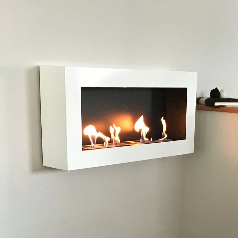 Large White Wall Mounted Bioethanol Fireplace