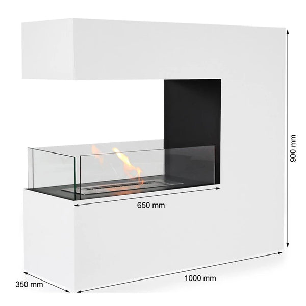Topeka White - Powder Coated Steel Biofireplace
