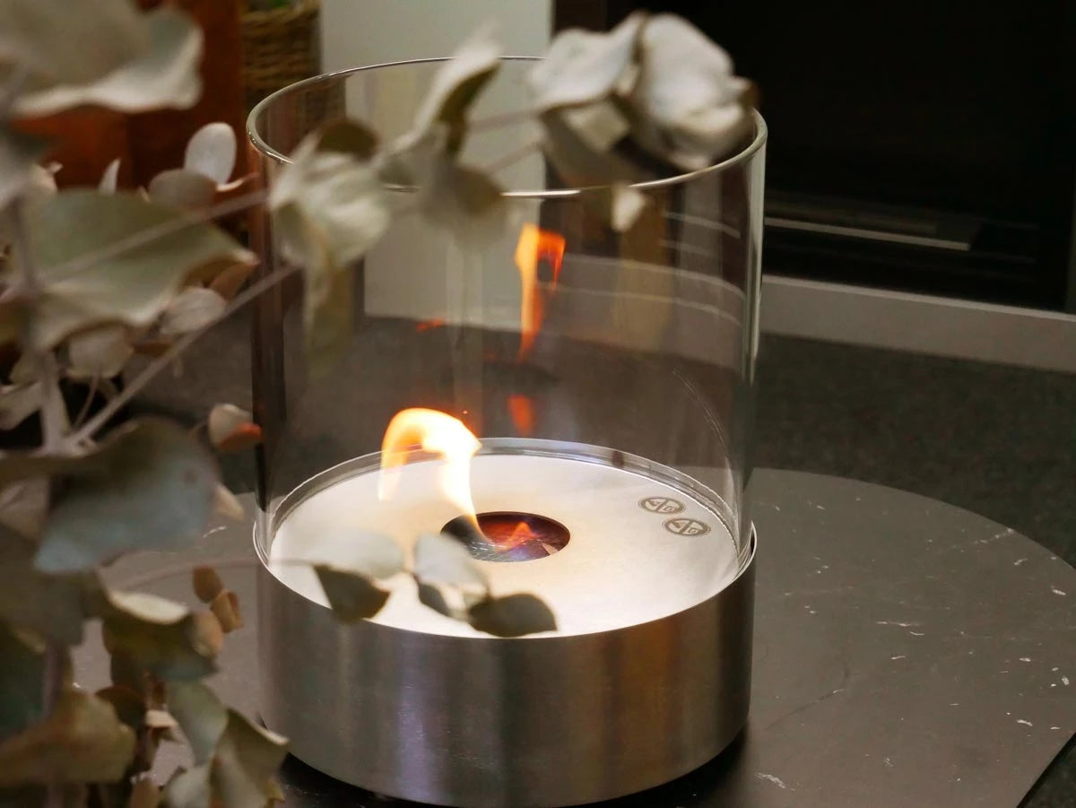 Southwark Round Tabletop Bioethanol Fireplace - Steel
