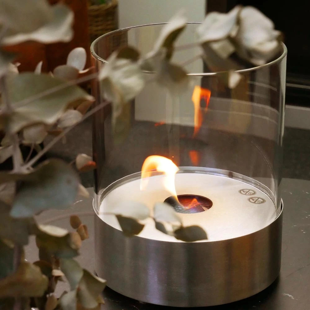 Southwark Round Tabletop Bioethanol Fireplace - Steel