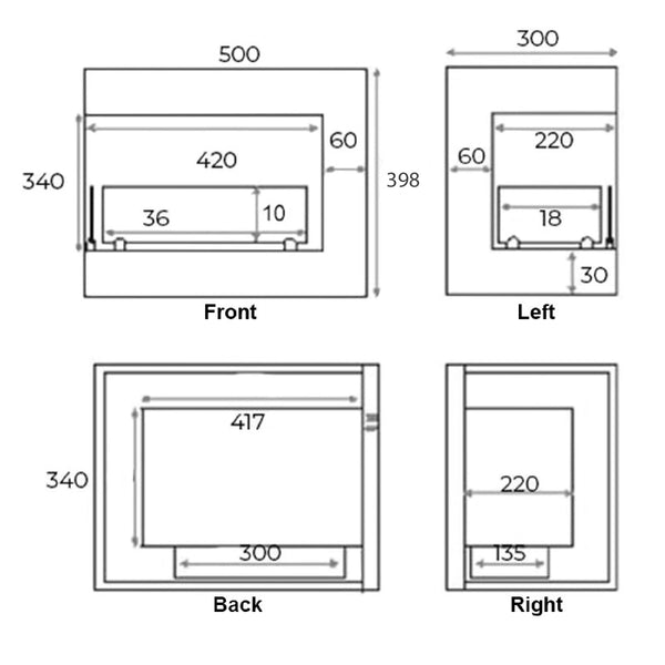 Insert for Bio Fireplace - Left-sided