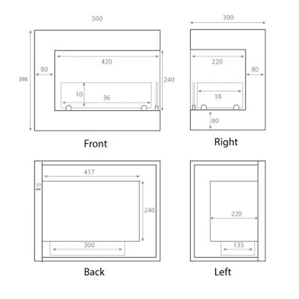Insert for Bio Fireplace - Right-sided