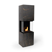 Planika Rock Laurent automatic BEV bioethanol fireplace with Dekton marble look frame
