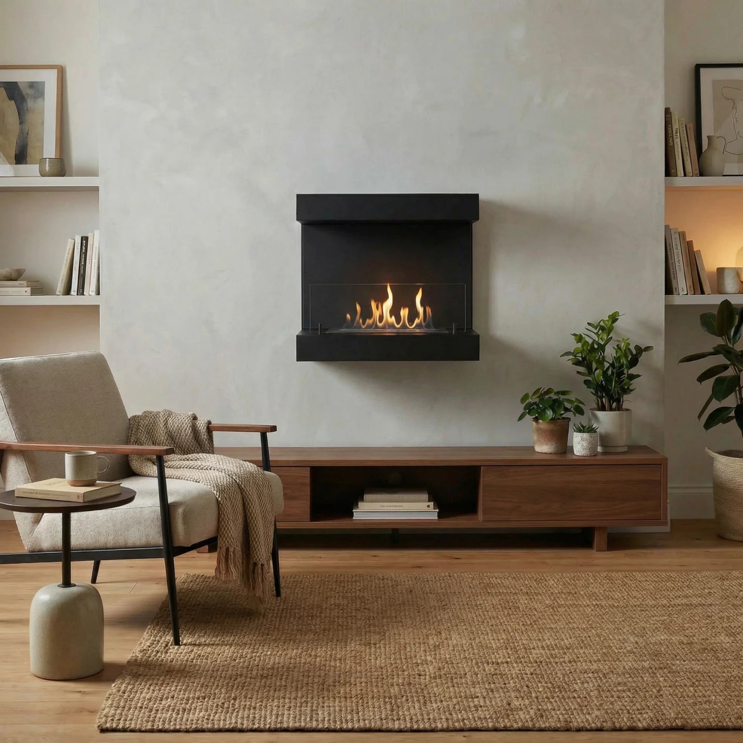 Dakota Black - 3-sided 80 cm Wall Biofireplace
