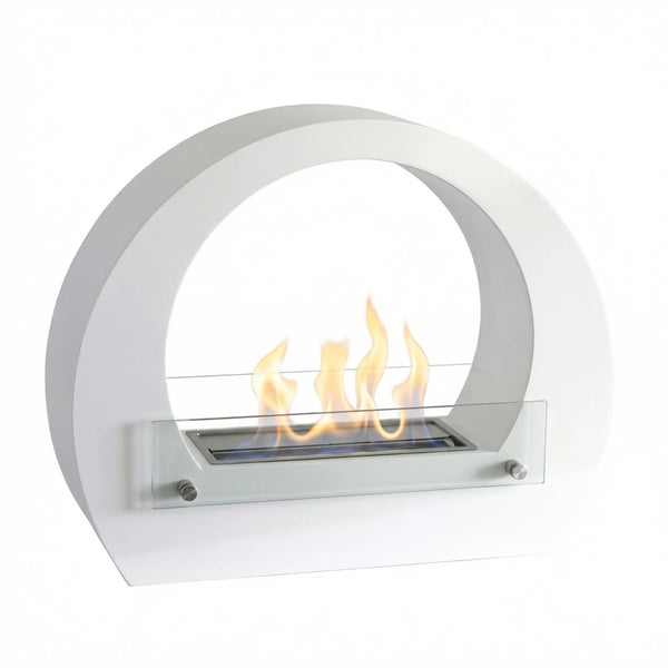 Dallas - Bio Fireplace with Arch - White