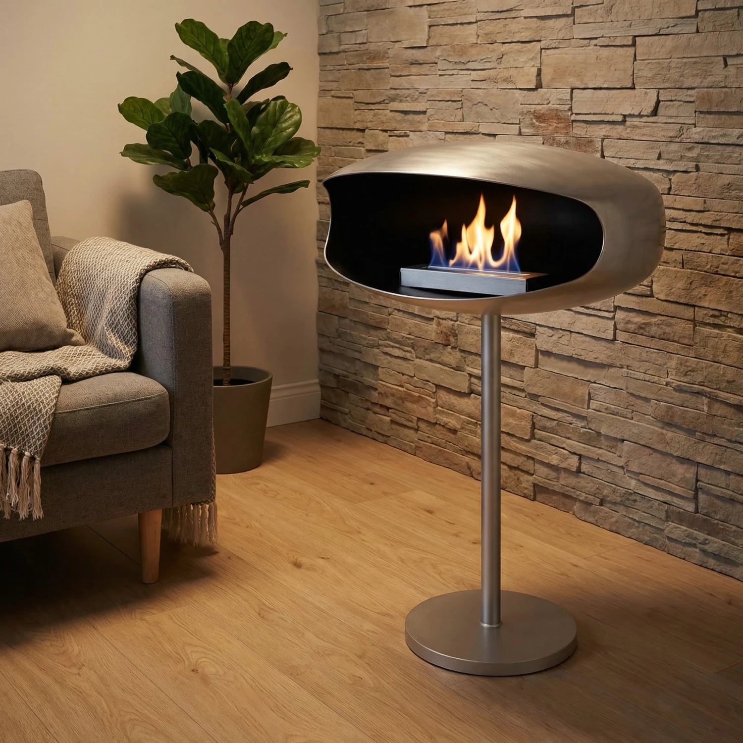 Freestanding biofire steel UFO-60 from Hein & Haugaard