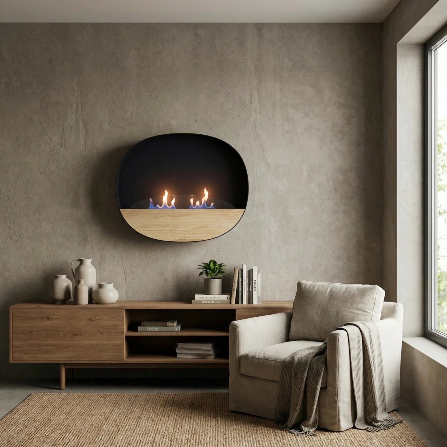 Epigram bioethanol fireplace in black finish