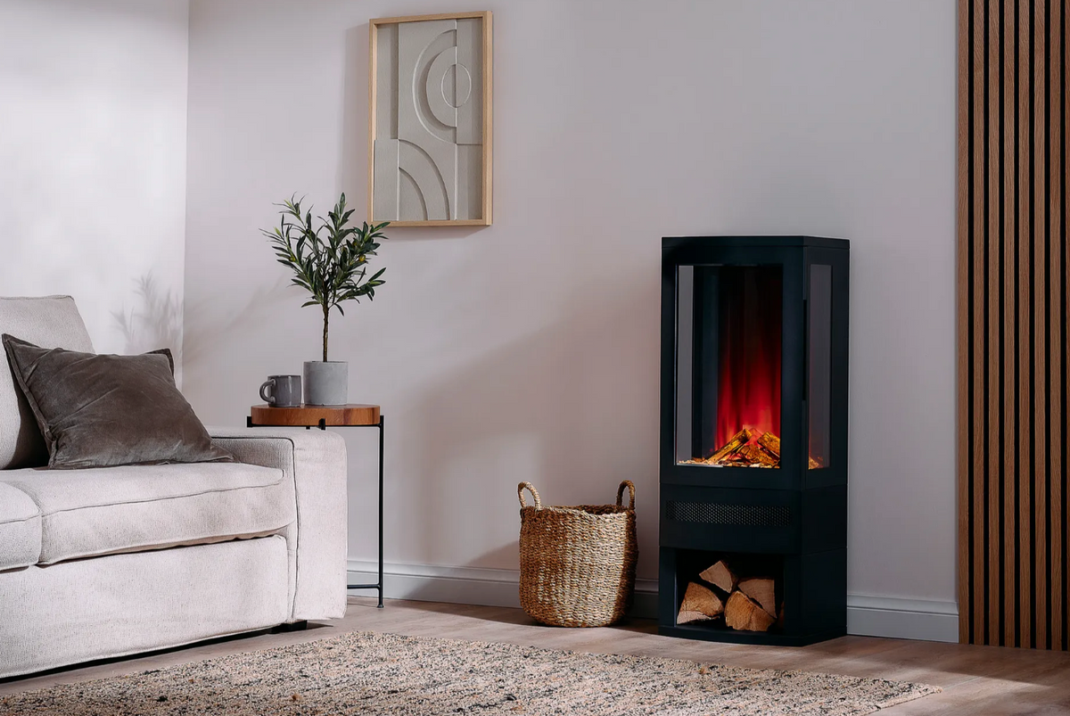 Bramshaw Freestanding Electric Fire with Log Storage