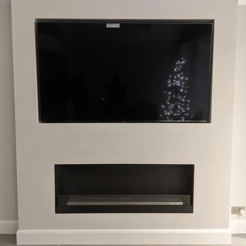 140 cm Black Built-in Bioethanol Fireplace