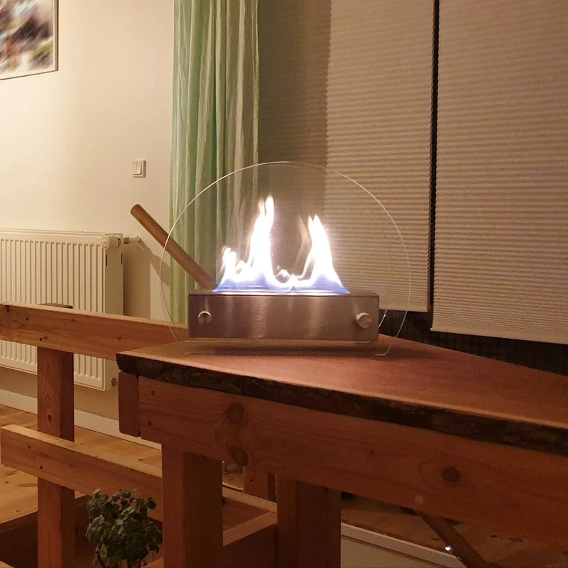 Circular Table Bio Fireplace - Steel