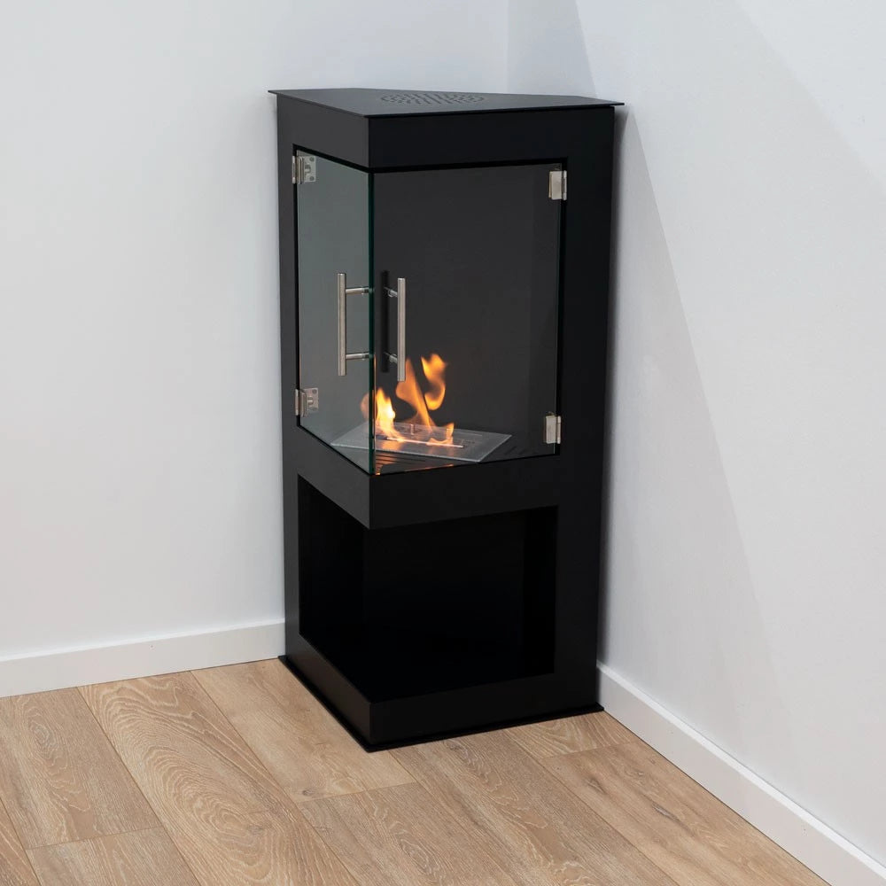 Corner ethanol fireplace