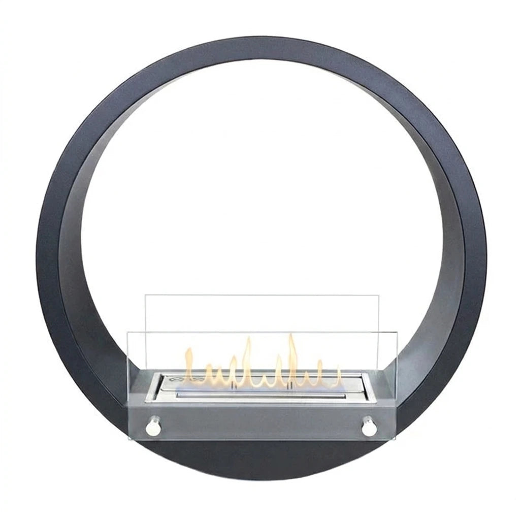 Round Built-in Bio Fireplace - Black