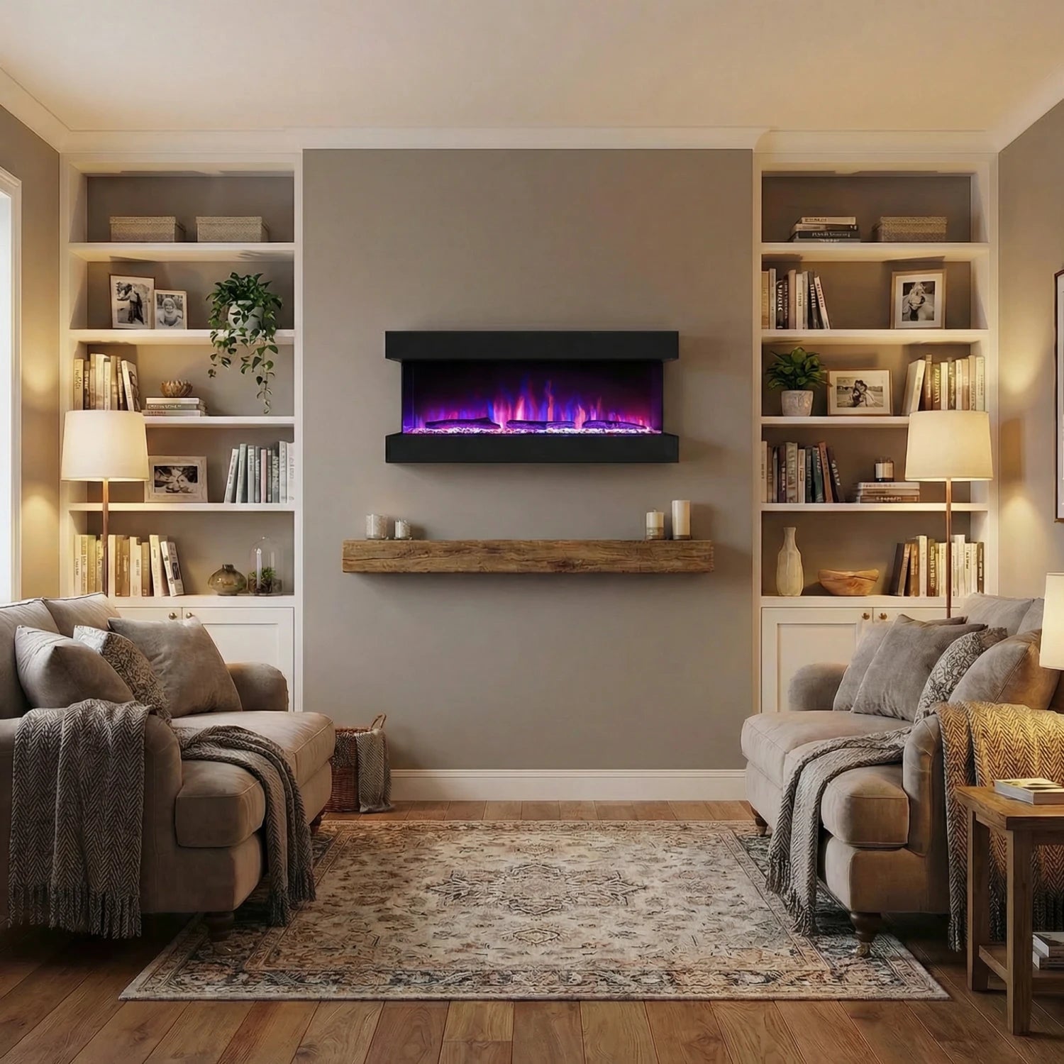 Feroza Wall-Mounted Electric Fireplace - 137 cm