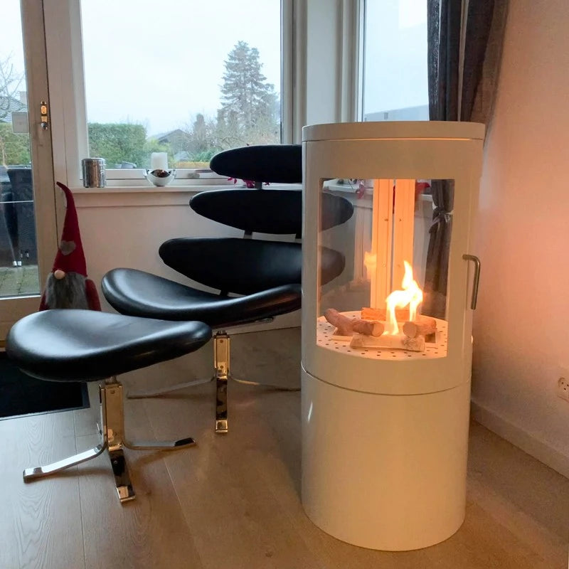 Columbus White - Bioethanol Stove with 360 view