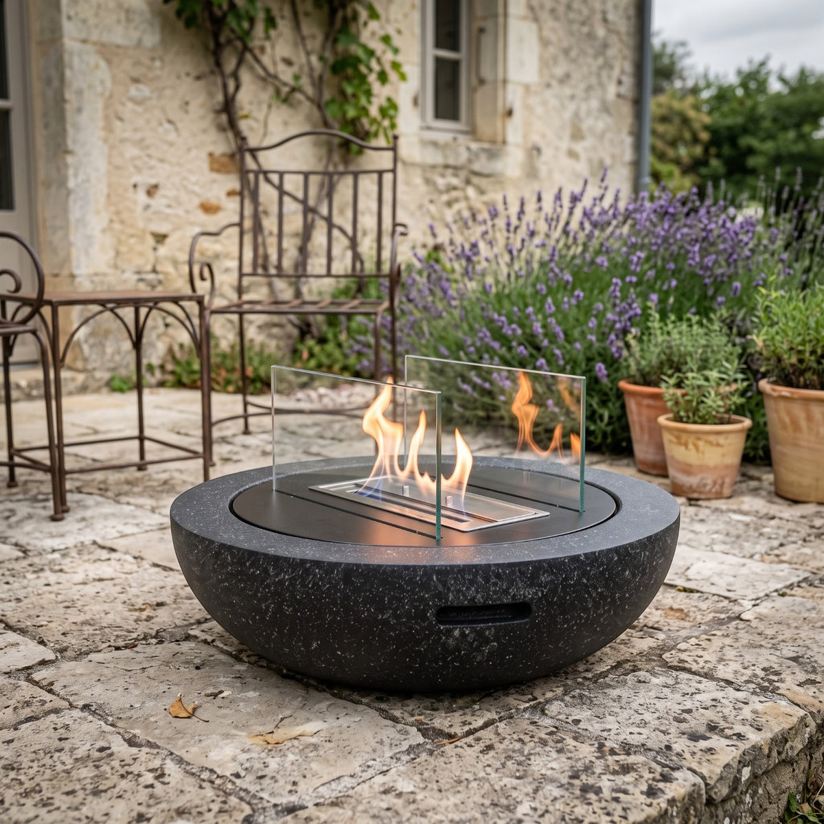 LUMA - Granite Black - Outdoor Bioethanol Fireplace