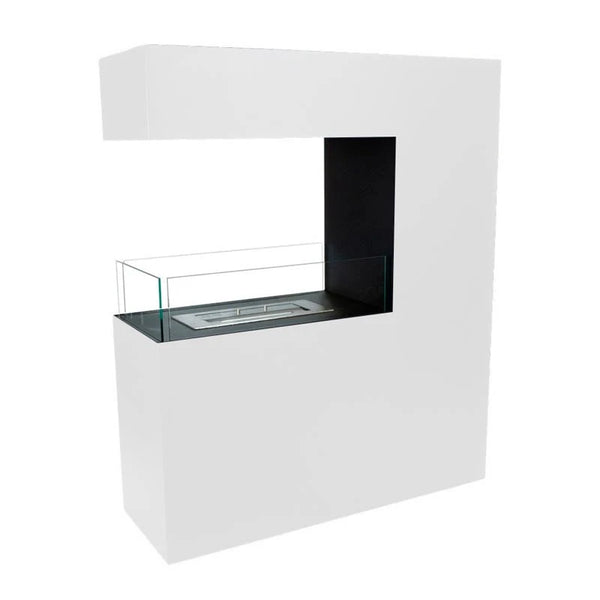 Tall White Room Divider Bio Fireplace