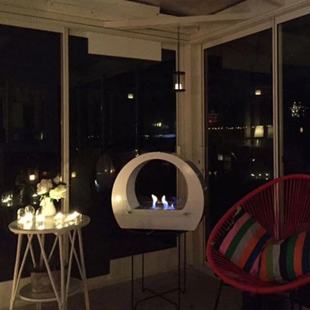 Dallas - Bio Fireplace with Arch - White