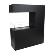 Tall Black Room Divider Bio Fireplace