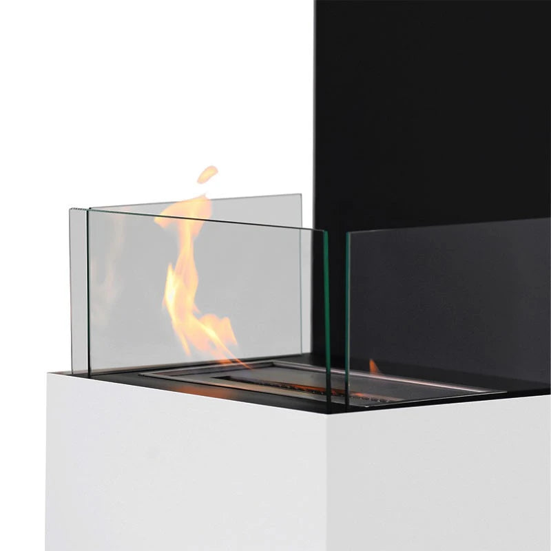 Open 3-Sided Bio Fireplace - White