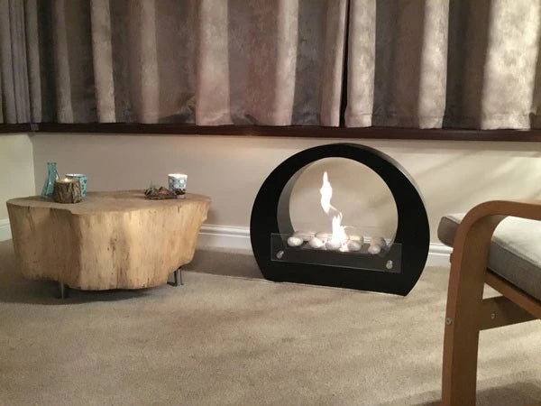 Dallas - Round Bio Fireplace - Black