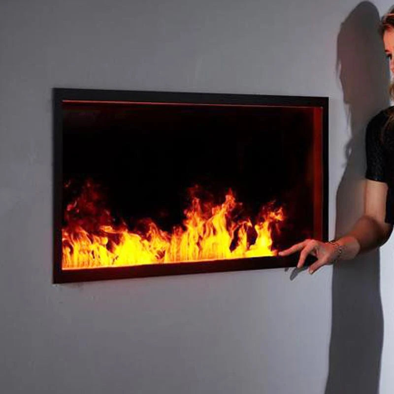 Incanto 1000 built-in water vapour fireplace by Magic-Fire with black steel housing