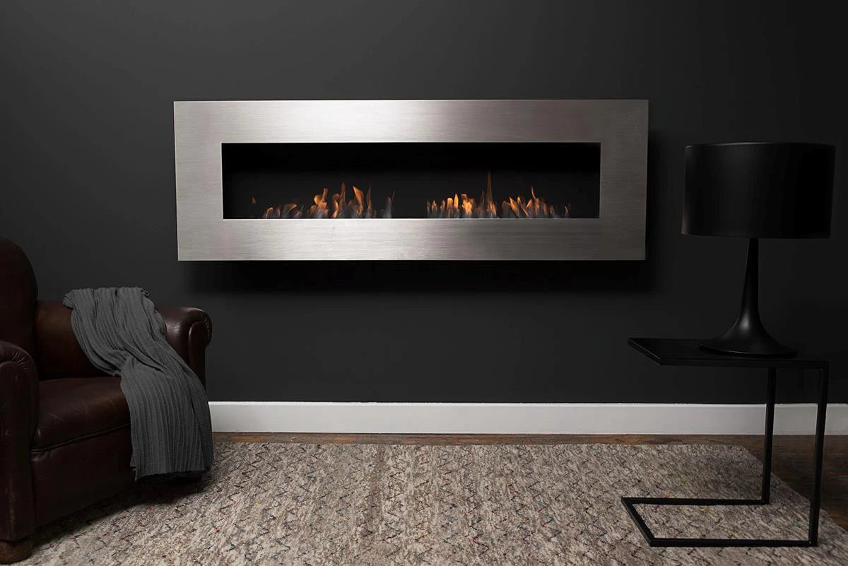 Icon Fires Nero 1750 Wall Fire - Brushed Steel