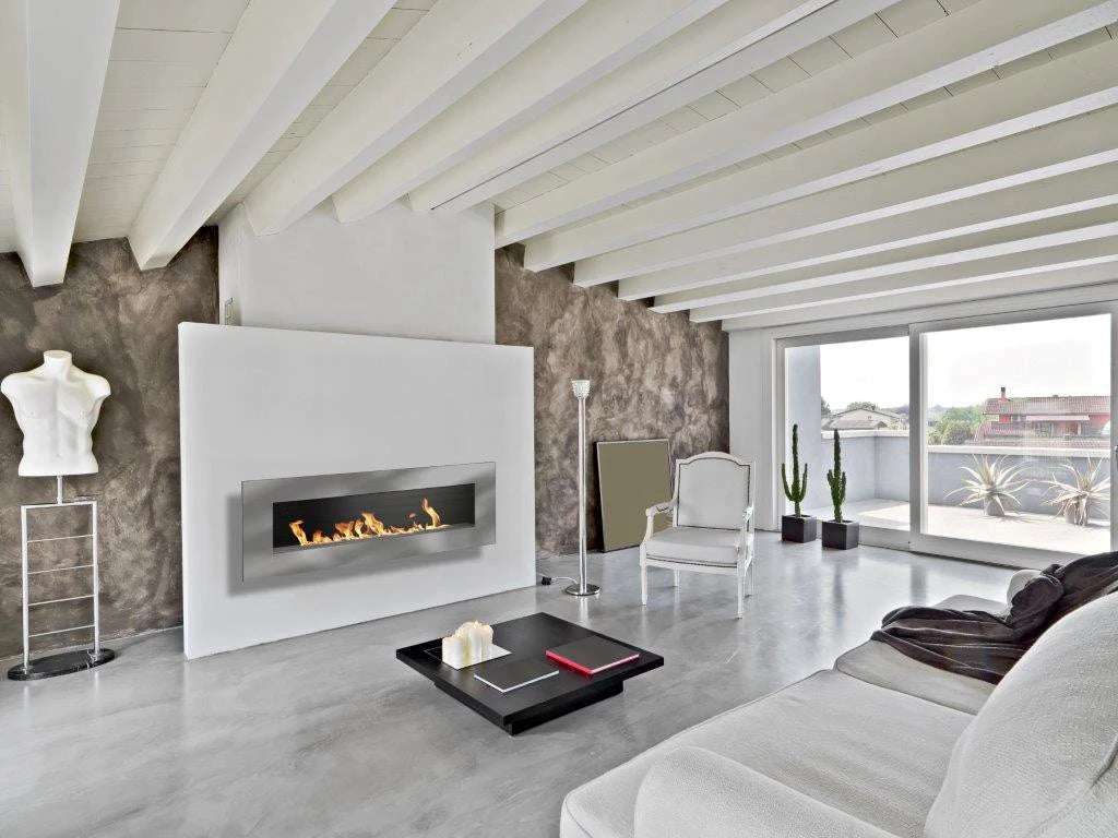 Icon Fires Nero 1750 Wall Fire - Brushed Steel