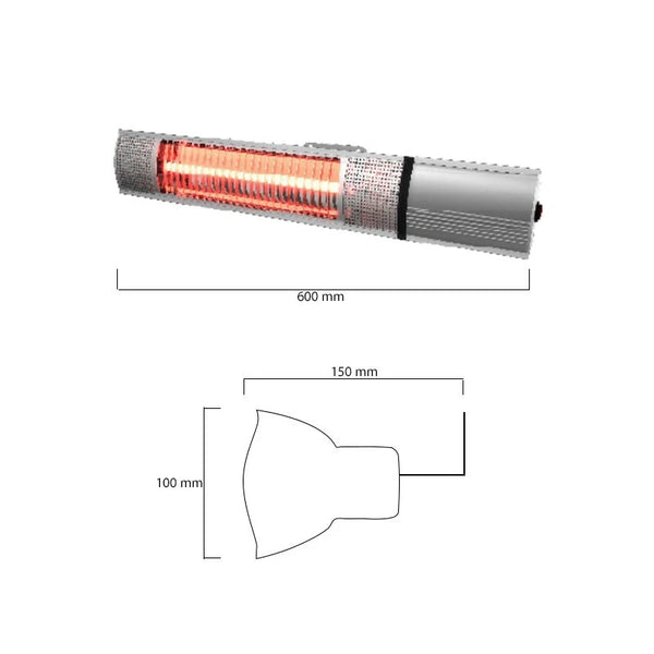 Patio Heater Wall-mounted 500-1000-1500 W, Silver