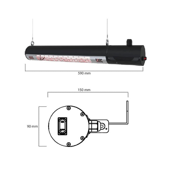 Patio Heater Wall-mounted 1500 W, Black Remote